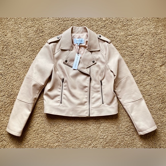 NWT Cupcakes and Cashmere Blush Pink Vegan Leather Moto Jacket - Picture 3 of 10